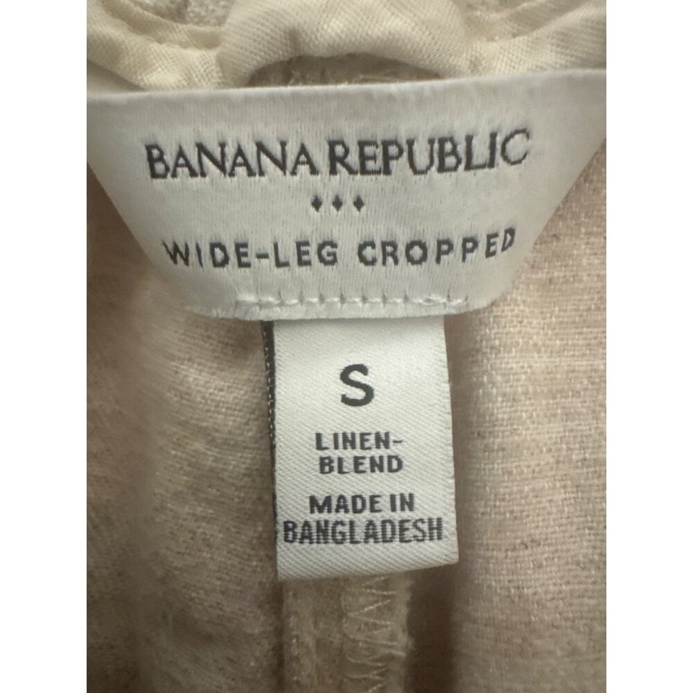 Banana Republic Wide Leg S Cropped Linen Blend Pants Soft Neutral Comfortable - Picture 5 of 16